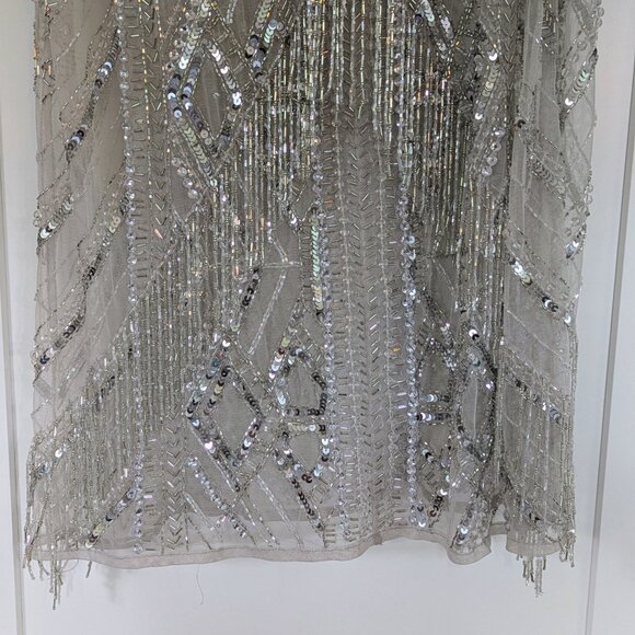 ASOS Edition Silver Sequin Open Back Gown NWT Size 12 Formal Dress - Picture 4 of 16